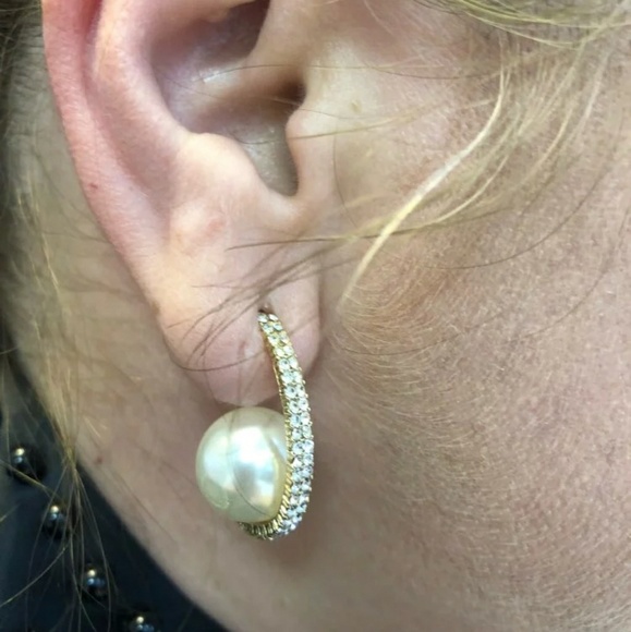 2 for $26 Simulated Perl Half-Moon Earring - Picture 2 of 3